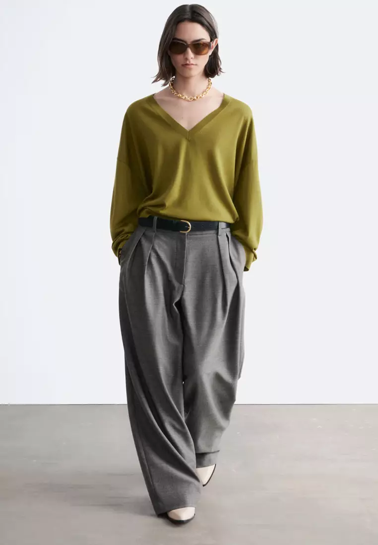 Wool-Blend Tailored Trousers