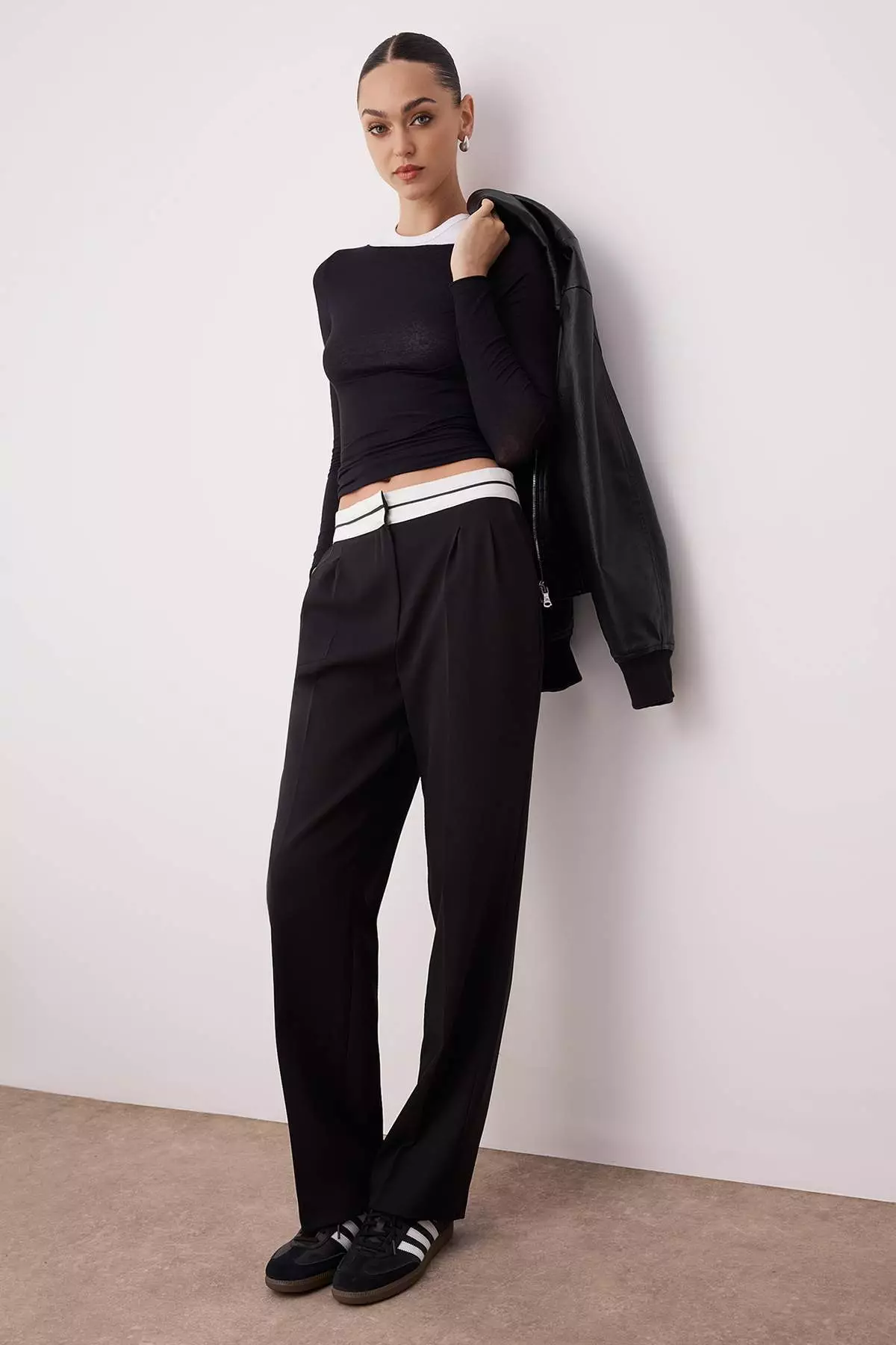 Contrasting Waistband Trousers