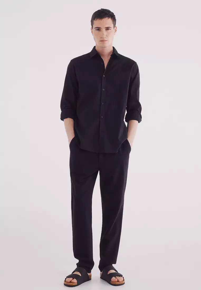 Slim Fit Linen Chino Pants