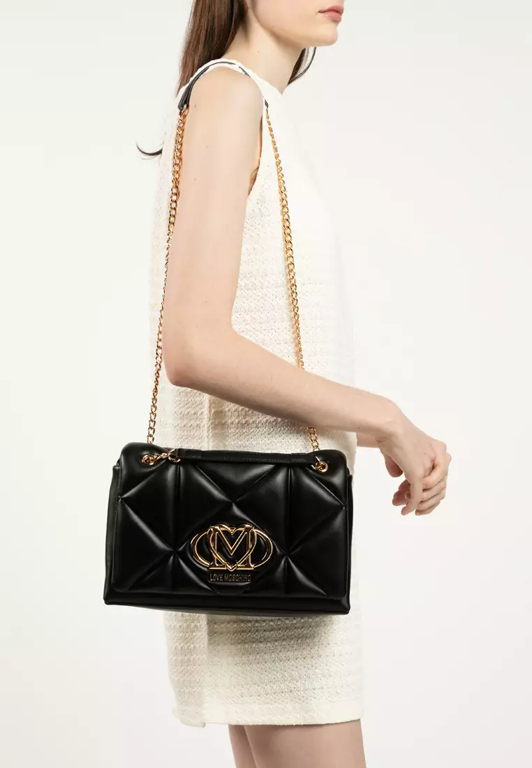 Embossed Quilted Flap Shoulder Bag (nt)