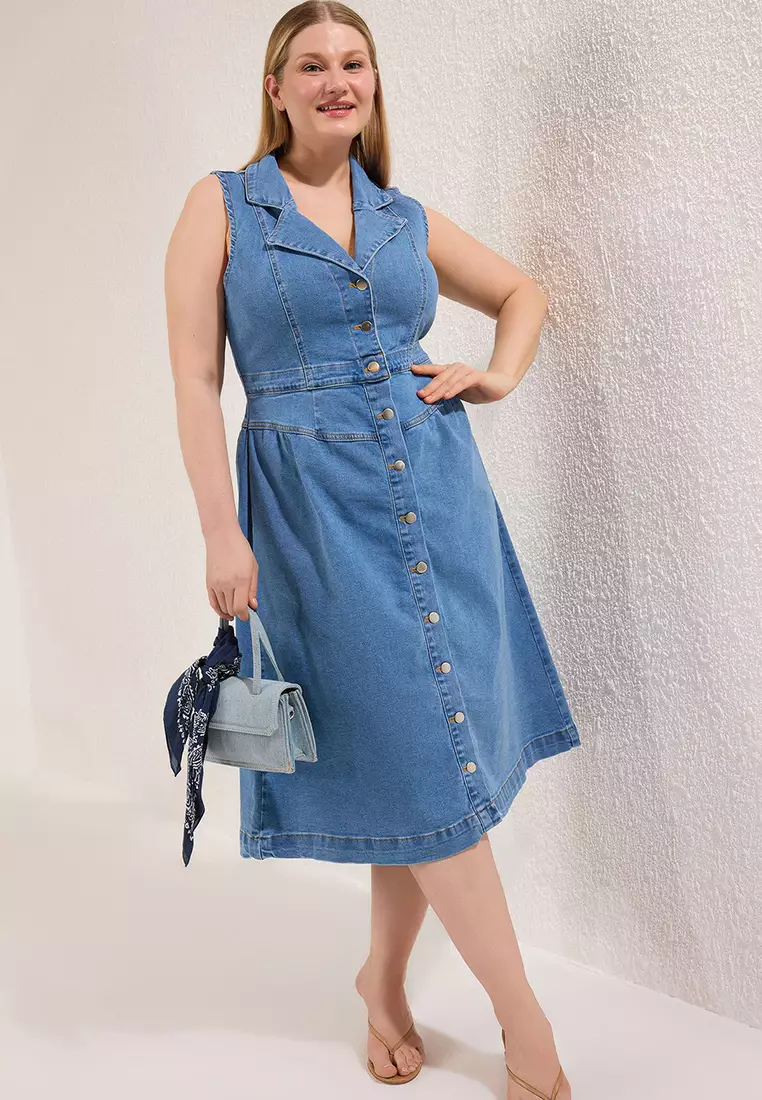 Light Blue Comfort Denim Plus Size Dress