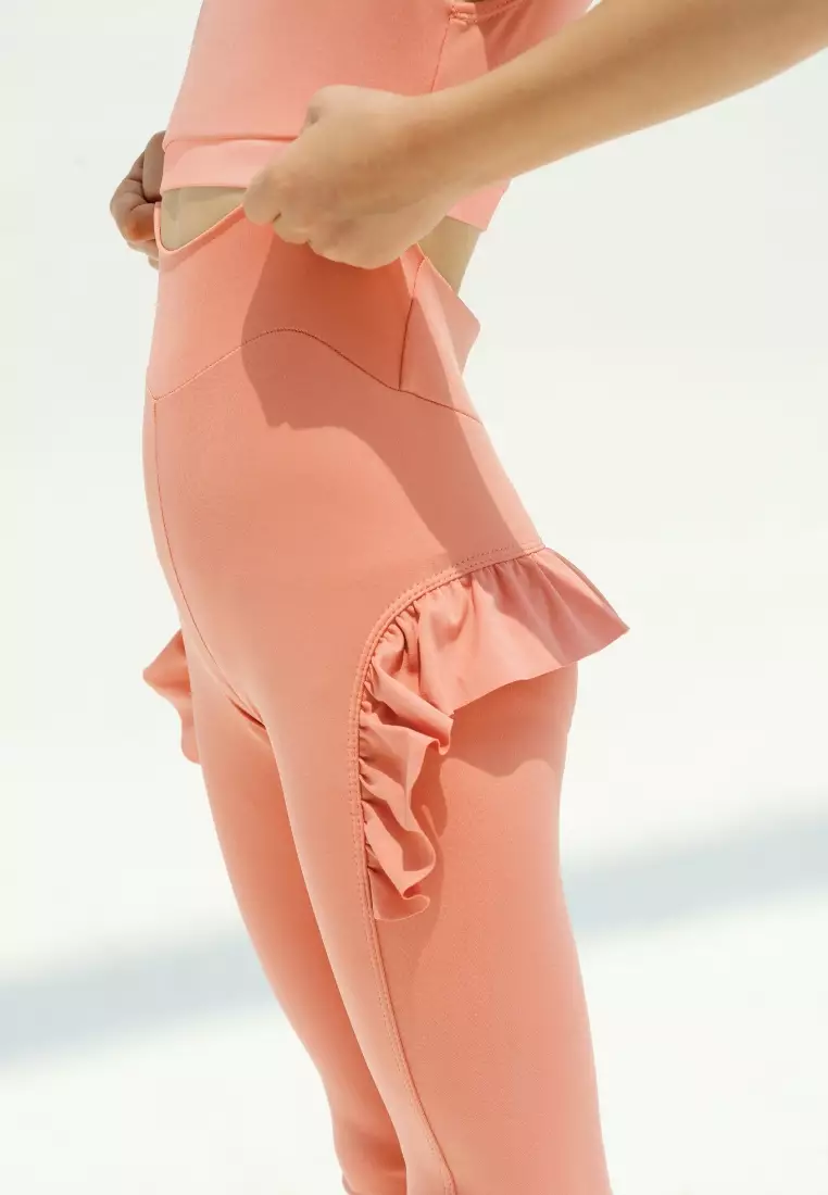 Airlette Ruffle Leggings - Light Coral