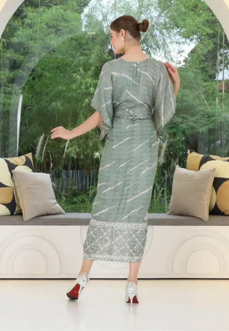 Rinjanie Batik - ZKBN-GT - Dress Infinity Green Tea - Dress Ikat Batik