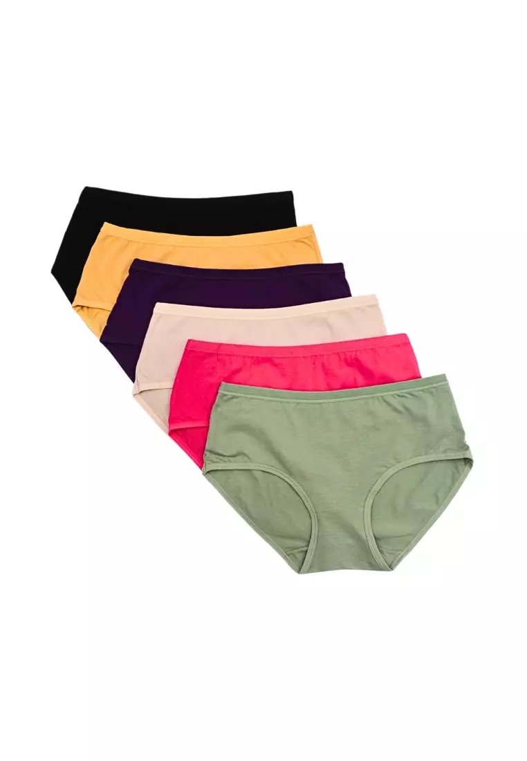 6 Pack Jasmine Brief Cotton Panties Bundle A