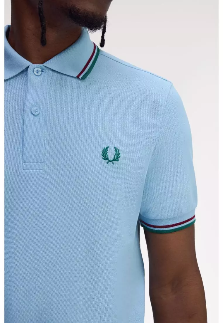 Fred Perry M3600 Twin Tipped Fred Perry Shirt (Track Blue / Burnt Red / Sport Green)