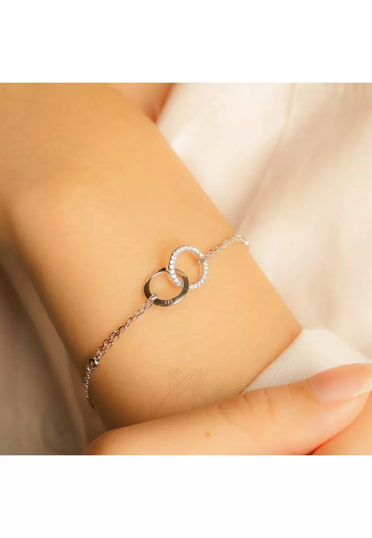 Made For The Night Links Cubic Zirconia Silver Bracelet with 925 Sterling Silver