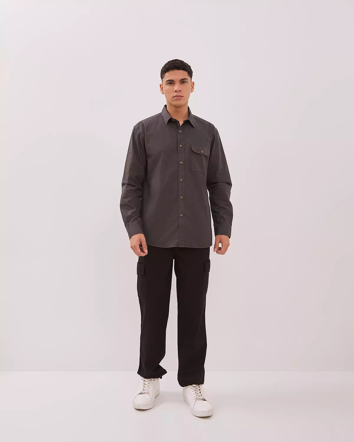 MEN'S BROWN LONG SLEEVE SHIRT