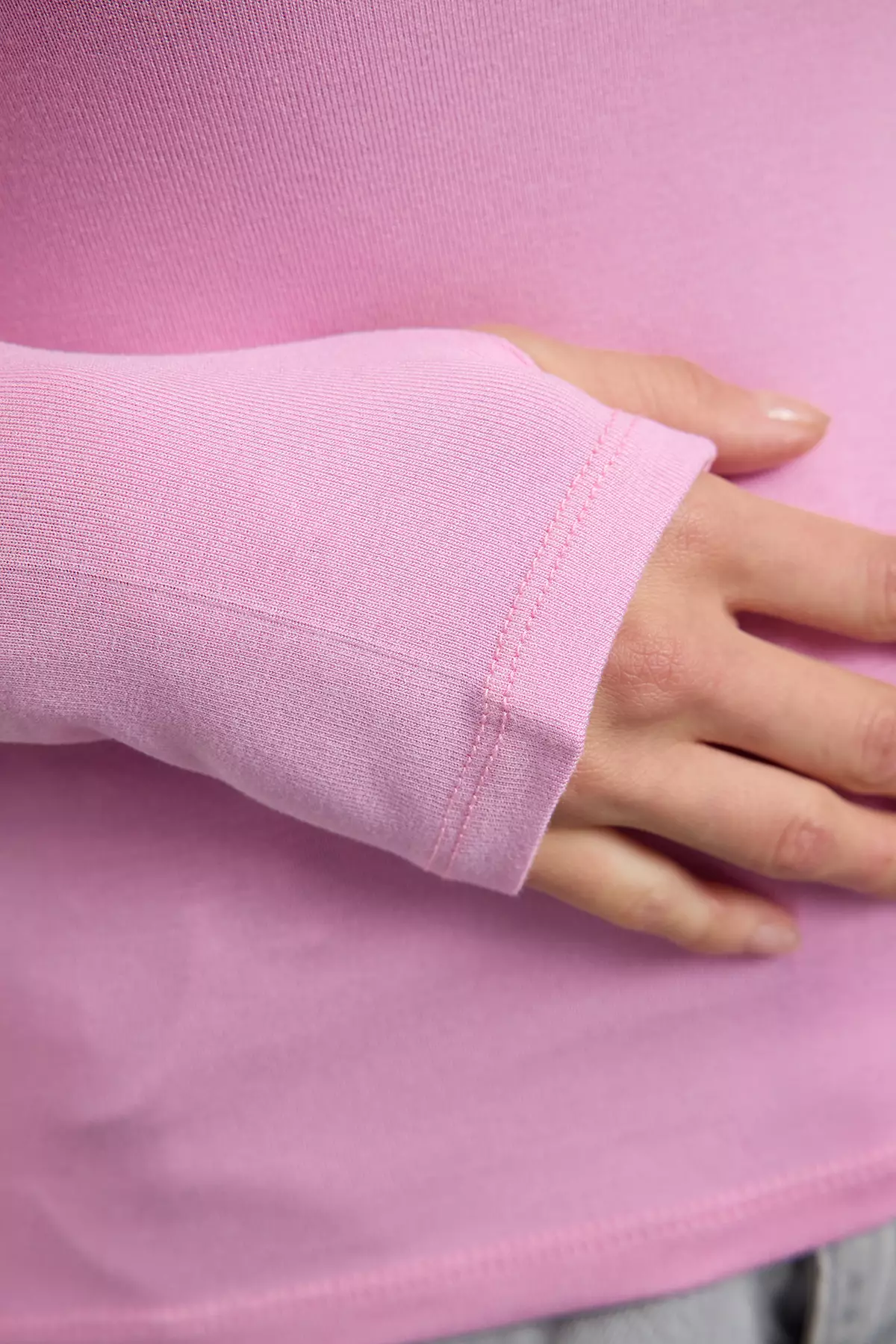 Pink Stretch Viscose Blouse Soft With Finger Snap Detail