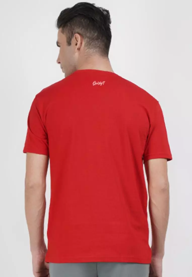 Rugby Football Graphic Red Cotton Short Sleeve Crew Neck Sportswear Tee