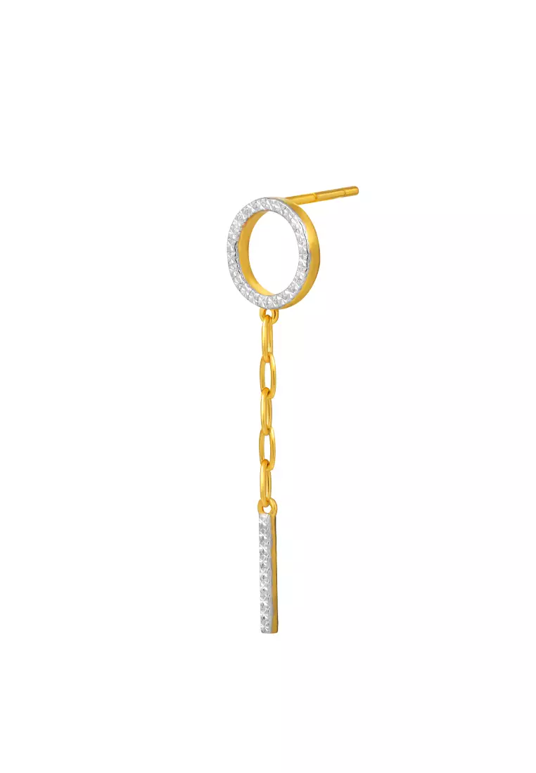TOMEI Dual-Tone Circle & Bar Drop Earrings, Yellow Gold 916