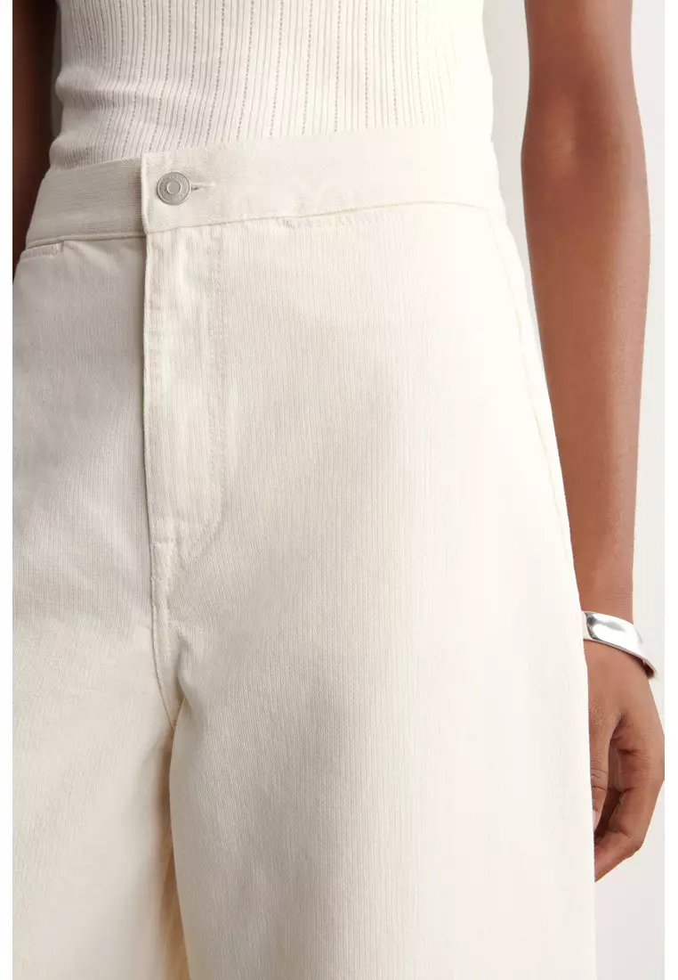 CROPPED WIDE-LEG DENIM TROUSERS