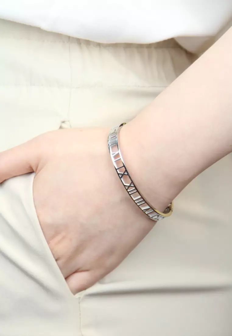 Trinity 复古款羅馬數字手鐲（銀色）