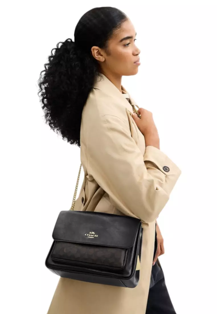 Elodie Crossbody Bag In Signature Canvas - Walnut/Black
