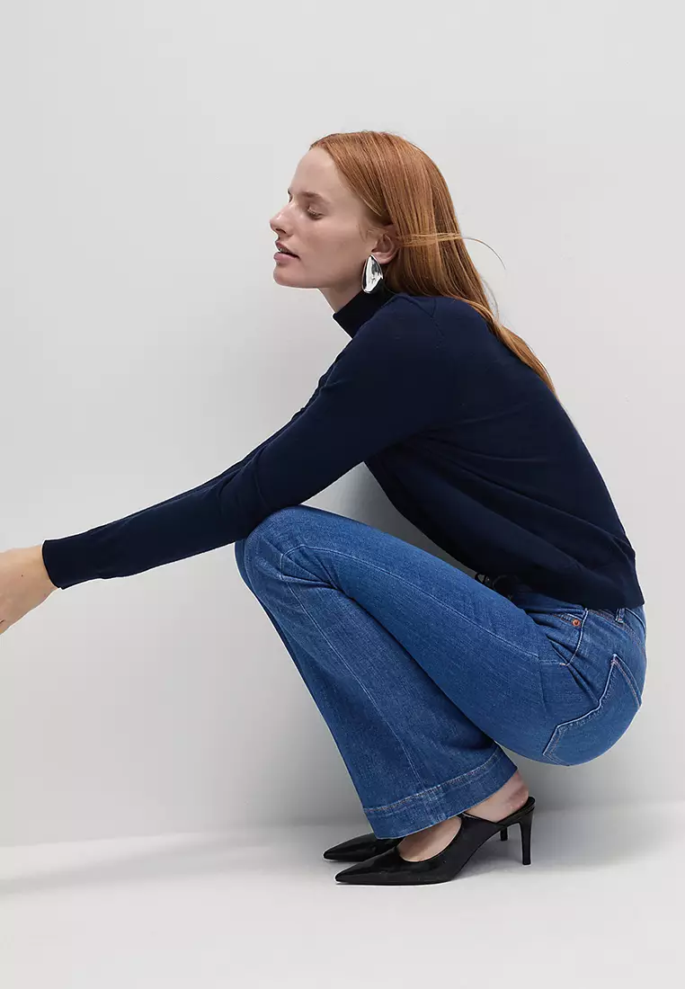 High Waisted Crease Front Slim Flare Jeans