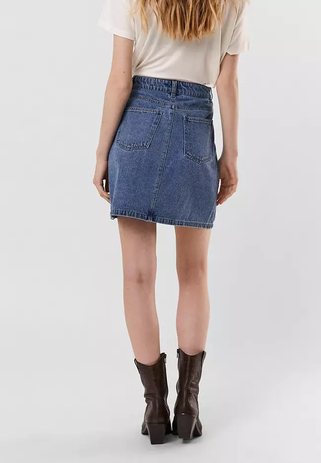 High waisted denim outlet skater skirt