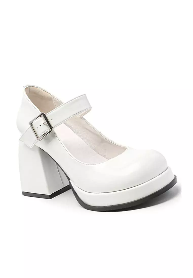 9CM Round Toe Leather Mary Jane Shoes MZ3560