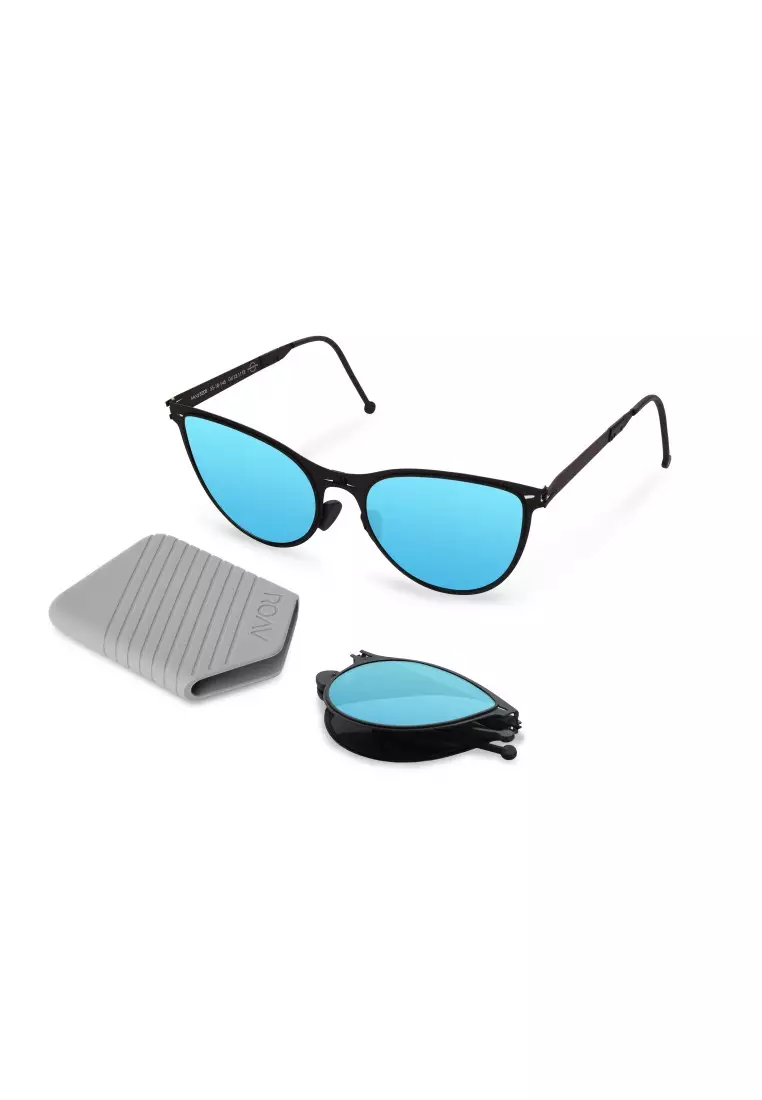 超輕極薄摺疊式太陽眼鏡 Scarlett 8208 Matte Black / Blue Mirror 13.63
