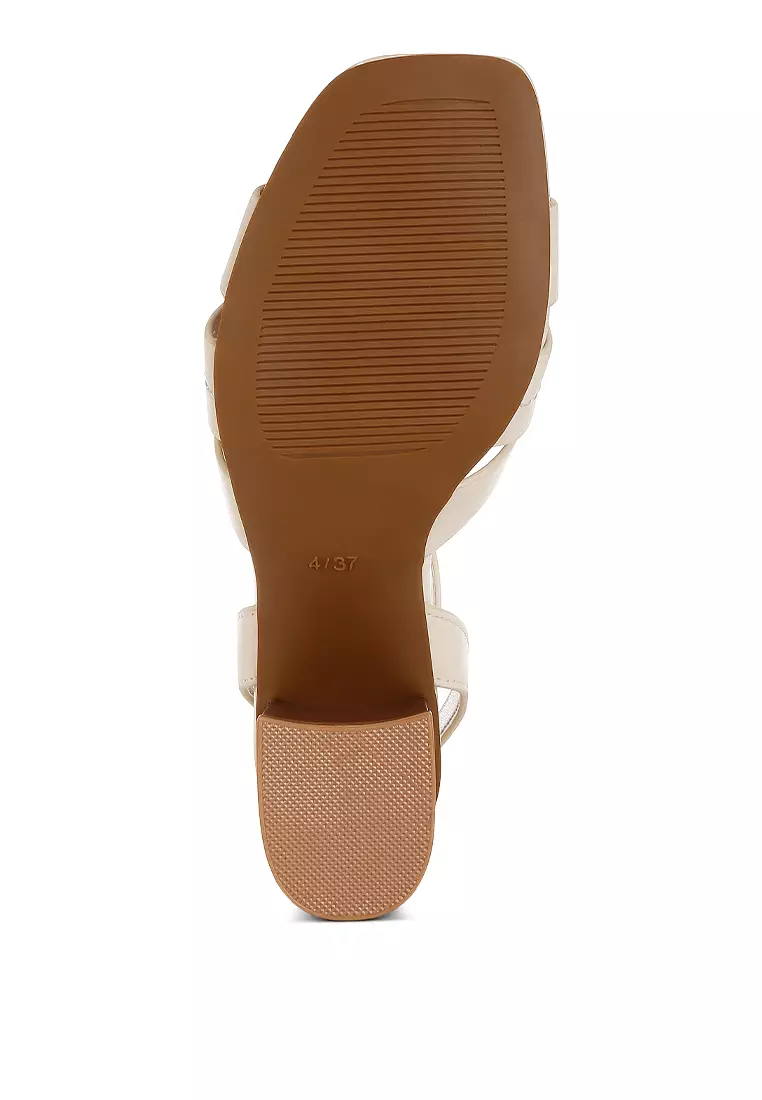 Pin Buckle Ankle Strap Sandals in Beige
