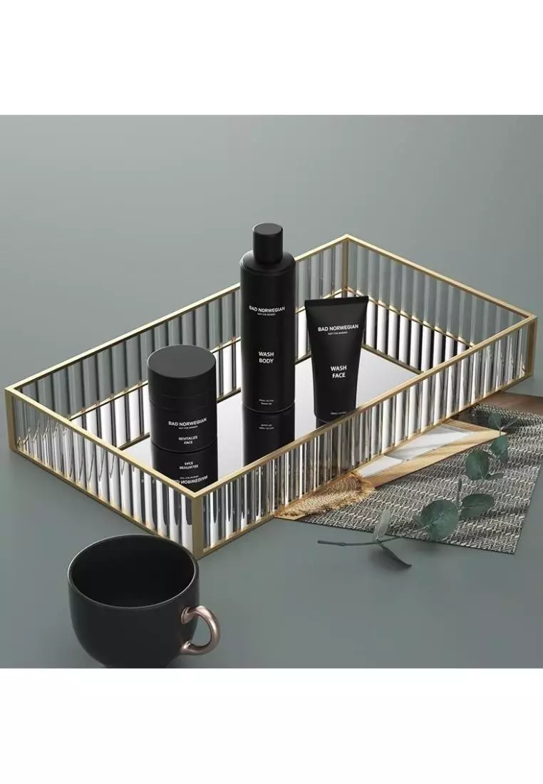 Buy DILAS HOME Rectangle Fluted Brass Glass Tray (Medium) 2024 Online