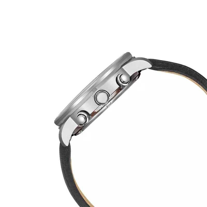 Jam Tangan Pria Citizen Eco Drive CA0880-07A Men Chronograph White Dial Black Leather Strap