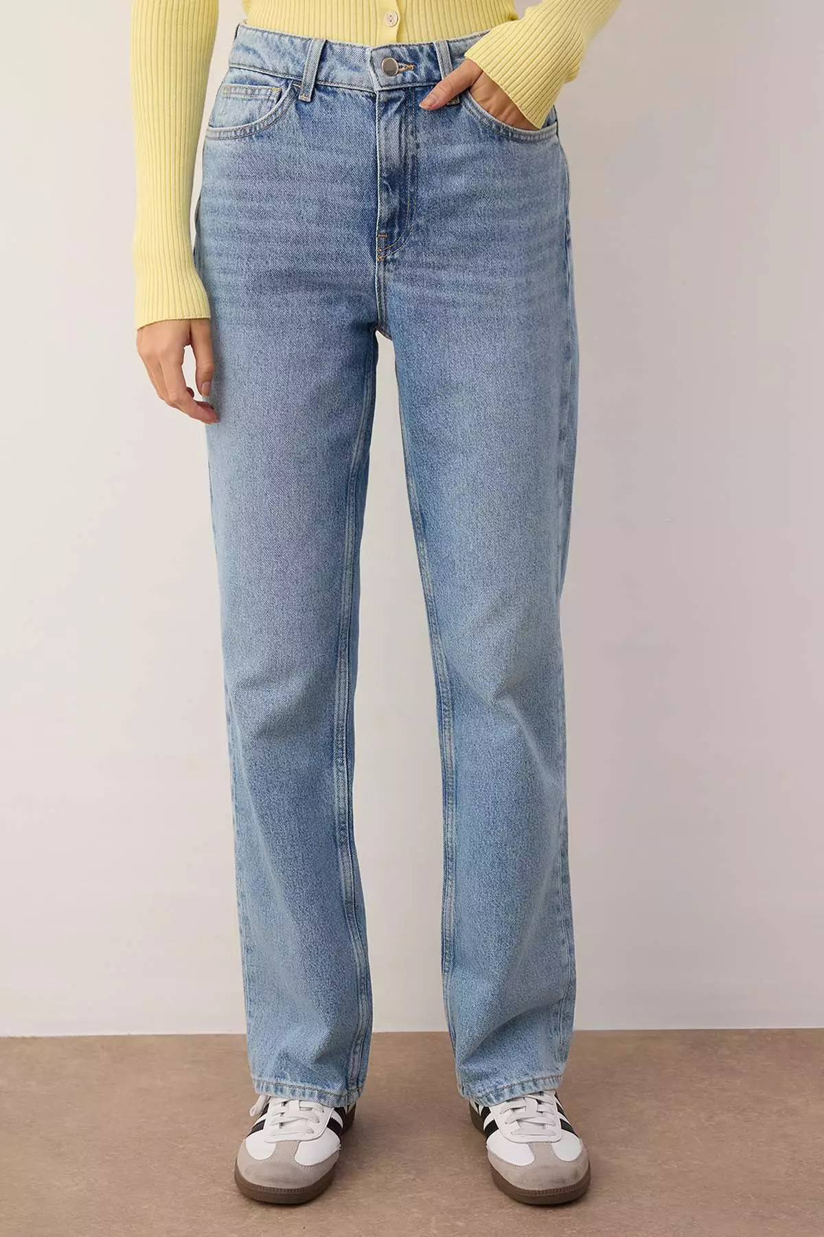 Blue Normal Waist Straight Leg Straight Jeans