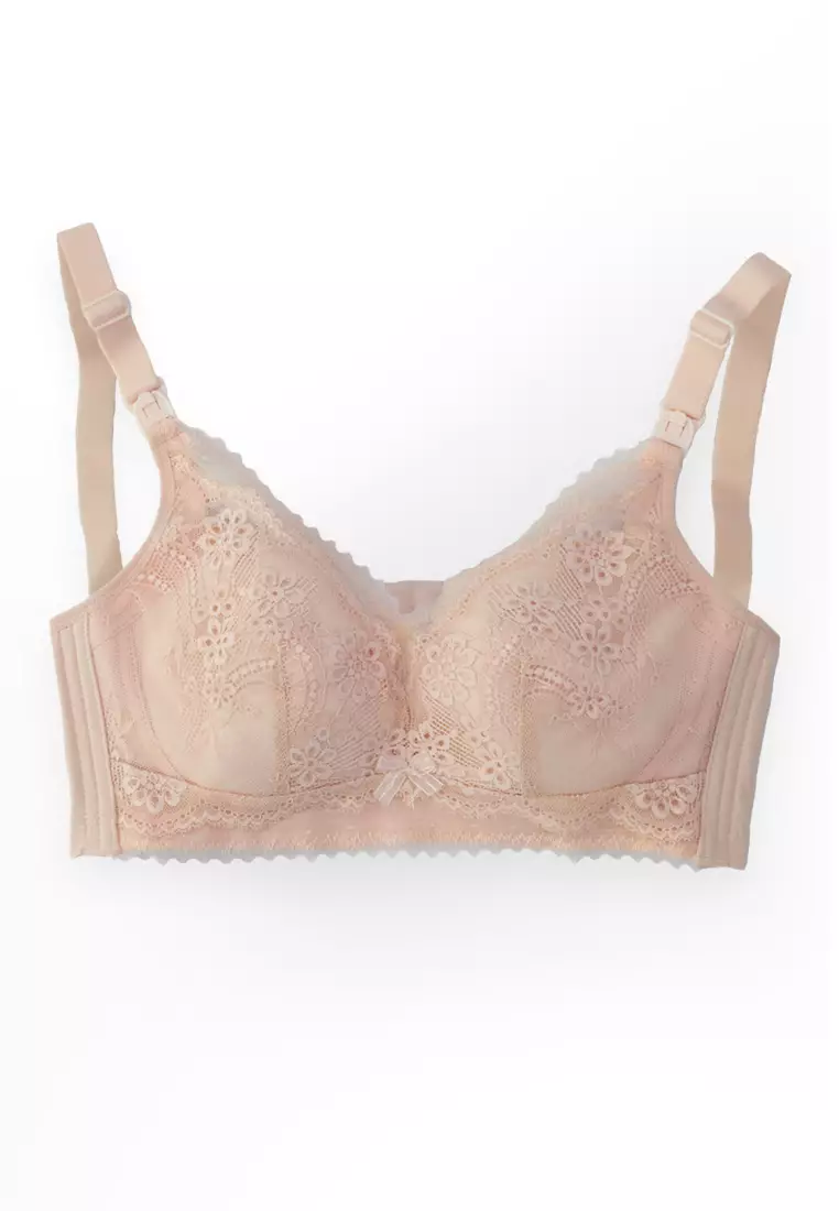 Peach Lace Strap Clips Nursing Bra