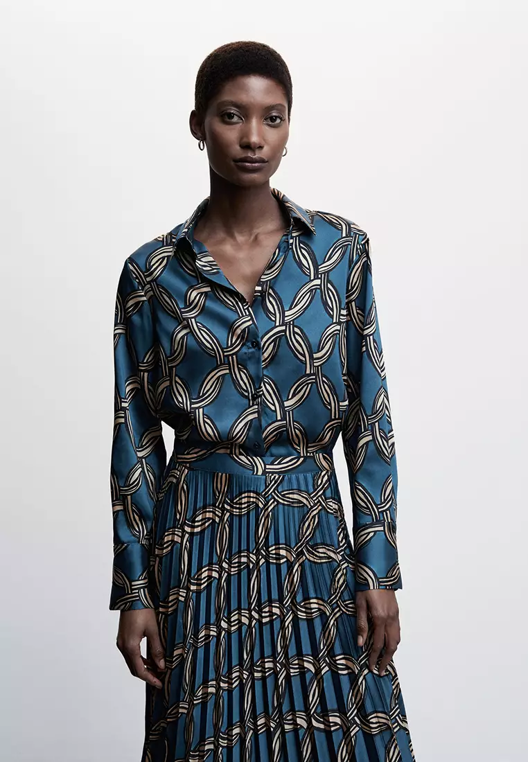 Satin print blouse outlet