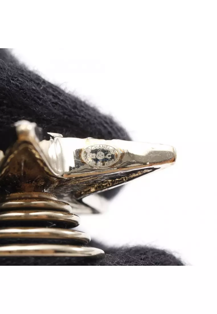 Pre-Loved Chanel coco mark star hair accessory GP Rhinestone gold clear B22C