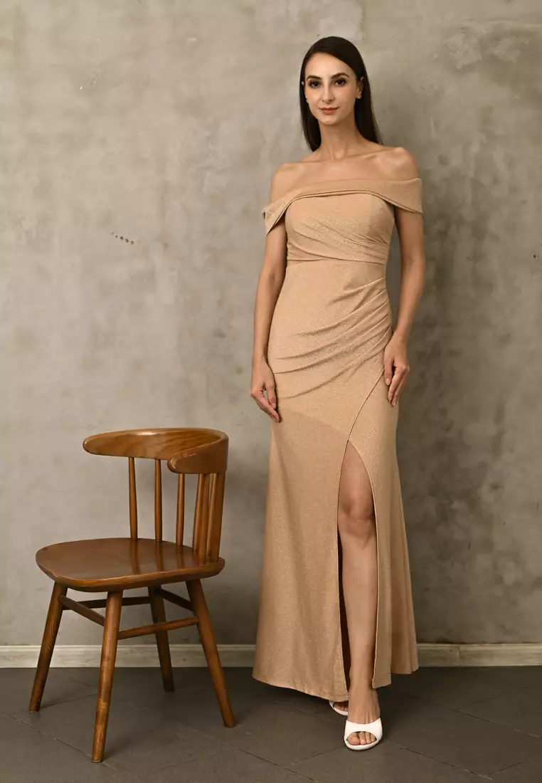 Off-shoulder Glitter Dress