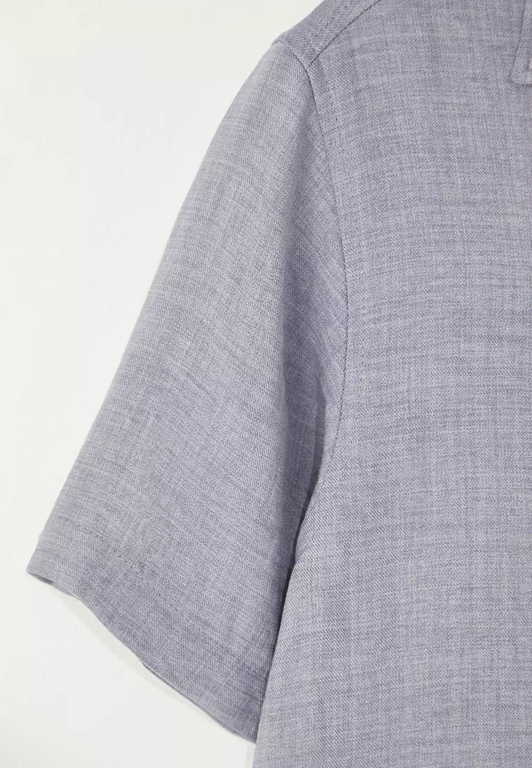 Grey Regular Fit Linen Look Loose Loose Shirt TMNSS25GO00075