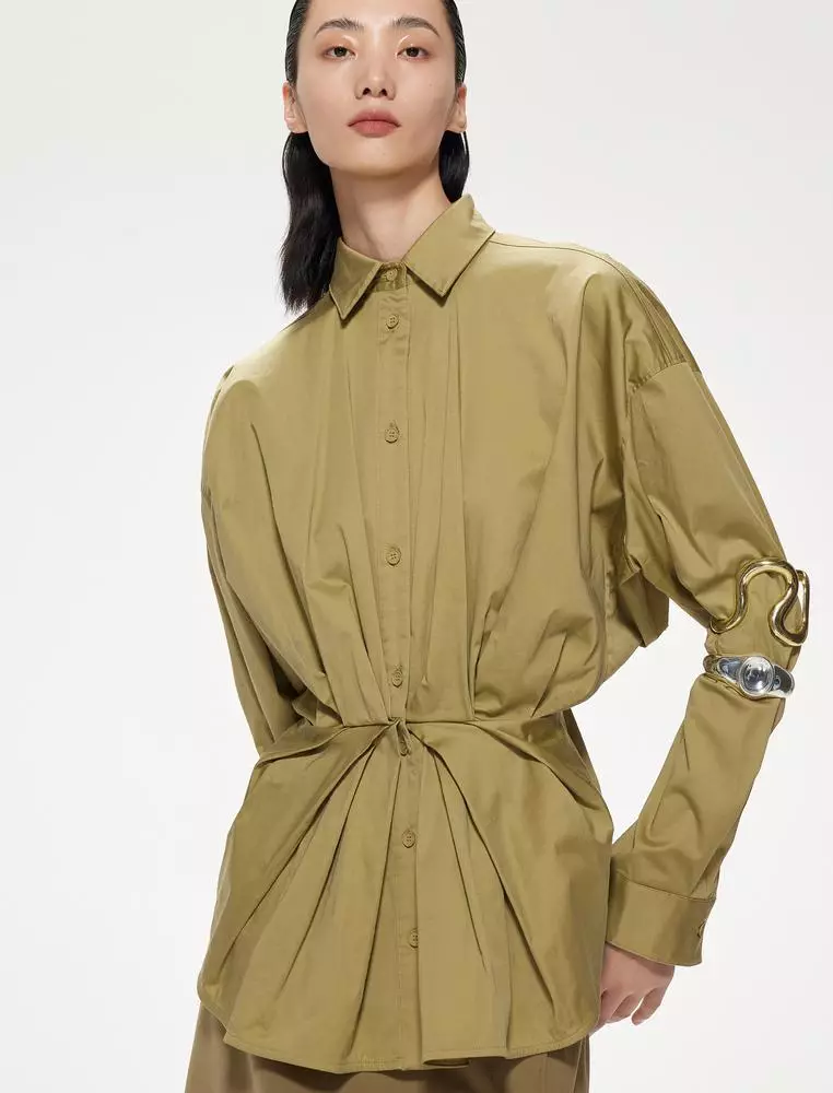 JNBY Women's Waist-Cinched Long Sleeve Shirt