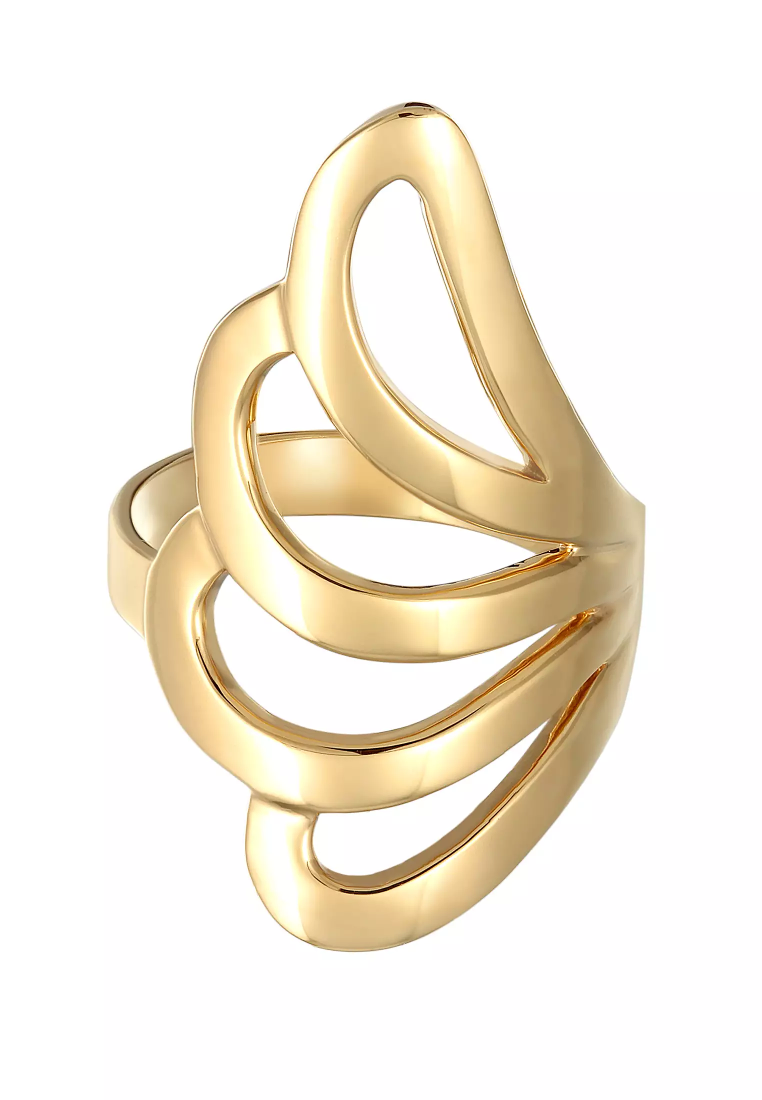 Ring Statement Basic Wave Geo Gold Plated