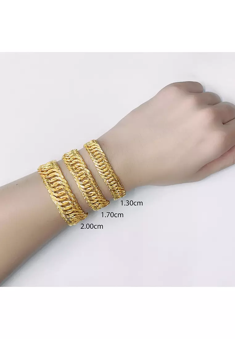 916/22K Gold Hollow Double Centipede Chain Bracelet T025 (1.30CM)