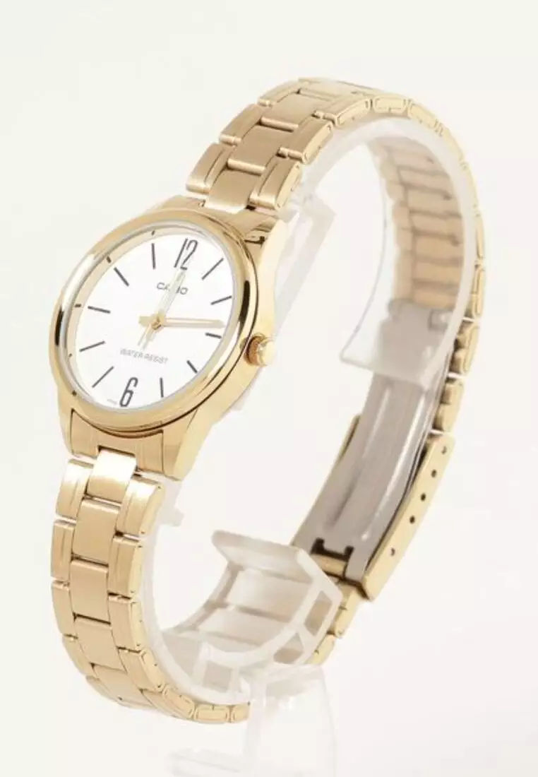 Women Analog Watch LTP-V005G-7B Gold Stainless Steel Strap