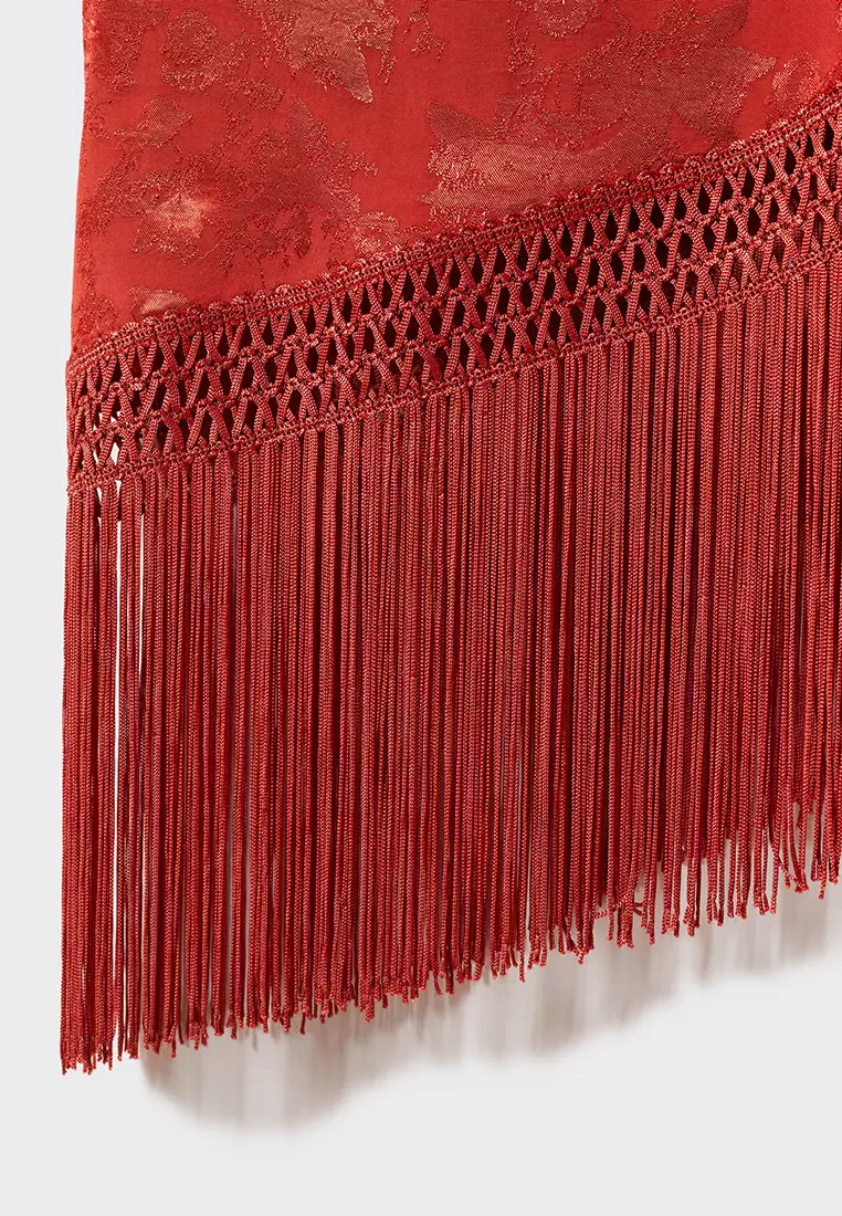 Buy Mango Fringed Jacquard Dress 2024 Online ZALORA Philippines