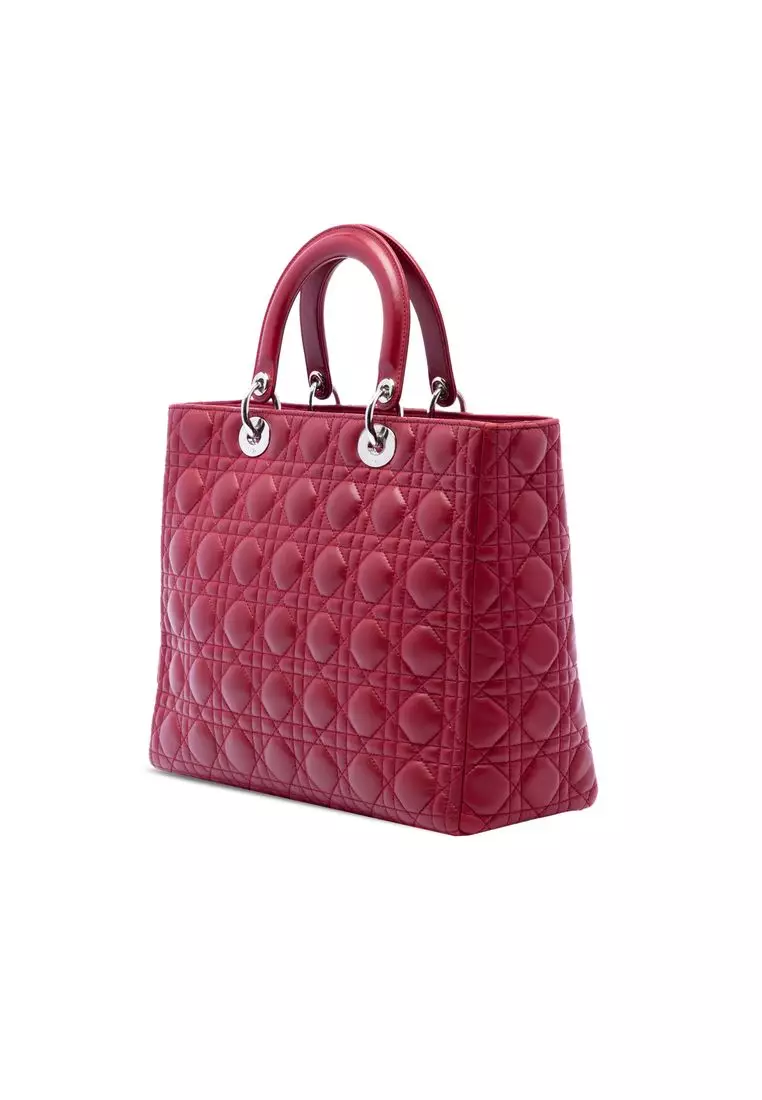Pre-Loved Dior Large Lambskin Cannage Lady Dior