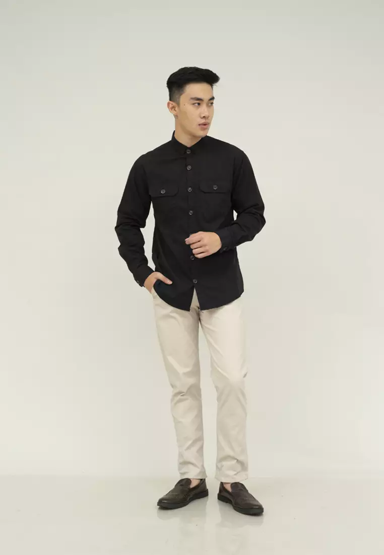 Houseofcuff Kemeja Lengan Panjang Double Pocket Hitam