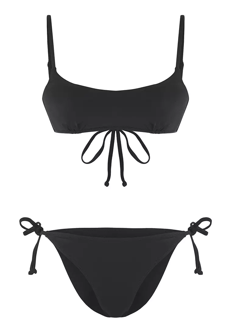 Black Bralette Glitter Regular Bikini Set TBESS25BT00103