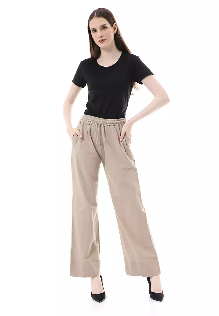 Farah Cullote Pants Design Simple Casual Relaxed Fit - Cream