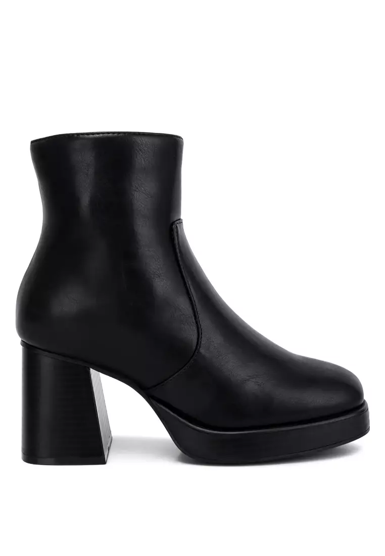 Discount on London Rag  shoes - SKU: Black Faux Leather Side Zipper Closure Boots