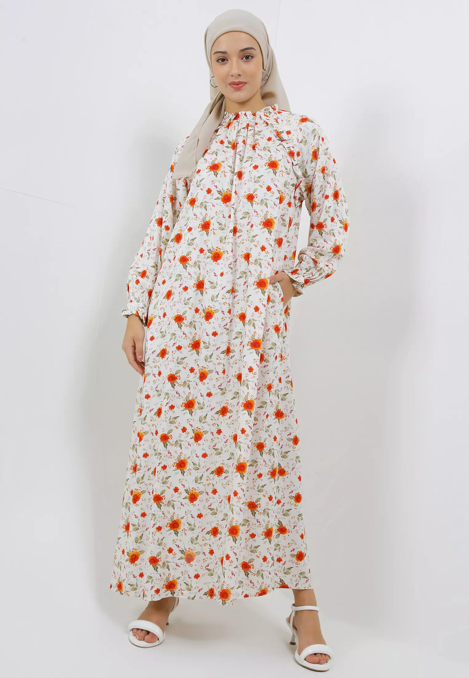 MFMW Gulgulali Dress Gamis Cream Motif Bunga