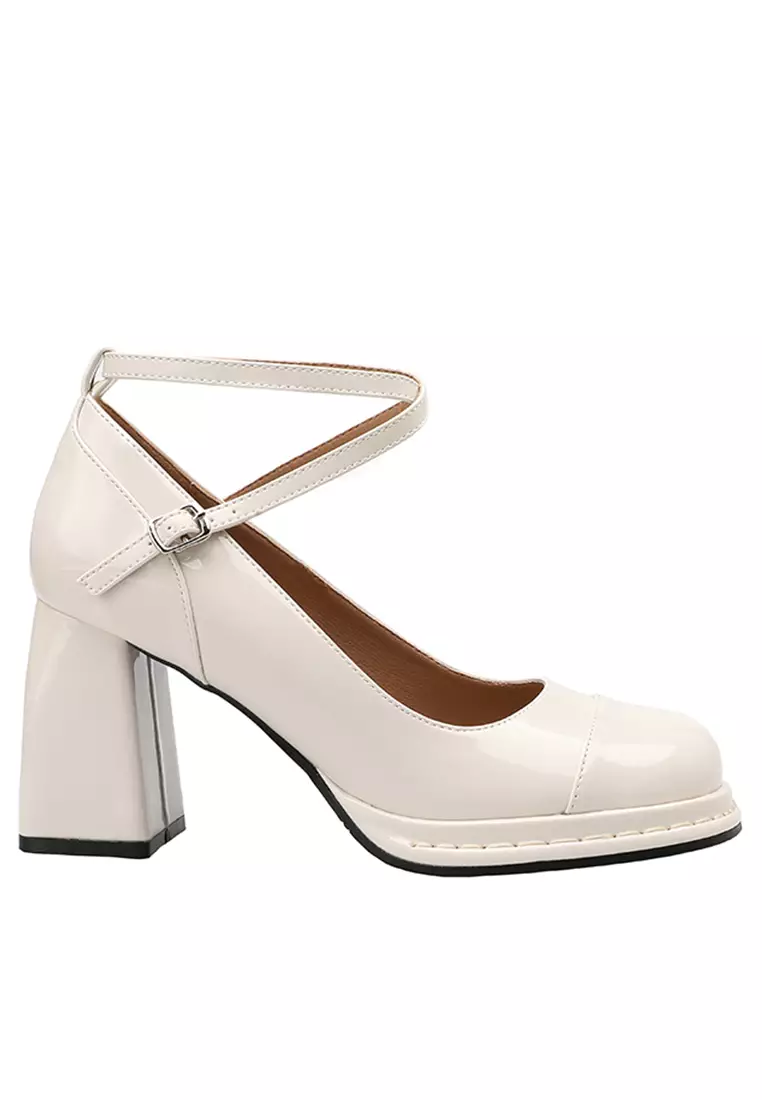 Discount on Twenty Eight Shoes  shoes - SKU: 8CM Spliced Design Ankle Strap High Heel TE1633-10