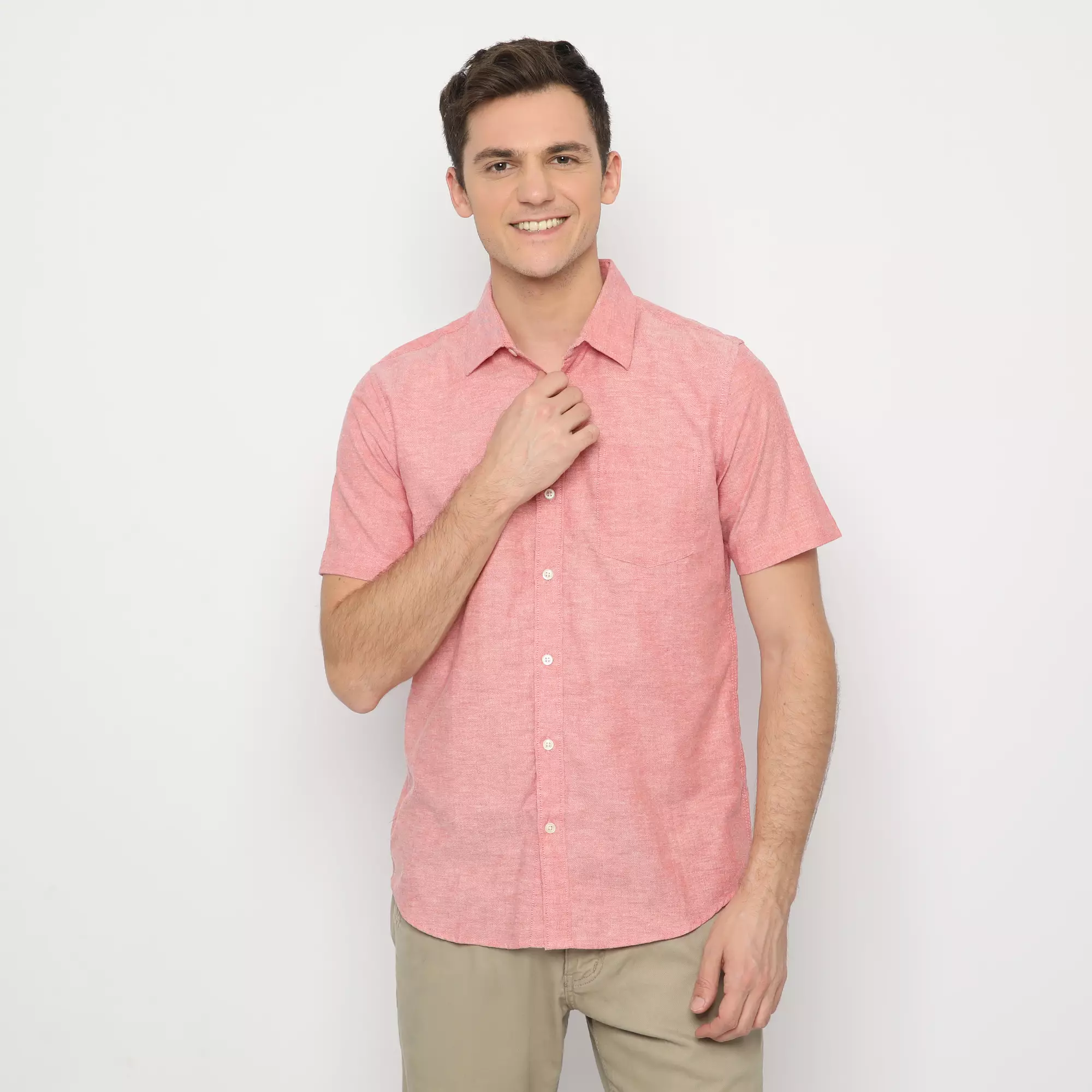 Platini Kemeja Pria Polos Lengan Pendek Katun Oxford Salem 1069