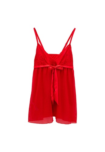 LC Waikiki red LCW Dream V-Neck Lace Babydoll 407A4US168BC35GS_1
