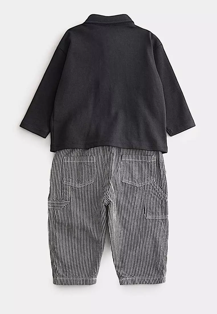 Pure Cotton Long Sleeve Polo Shirt & Trousers Outfit