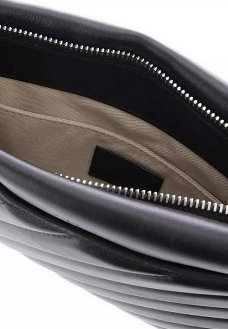 Medium Quilted Roy Clutch Bag in Black