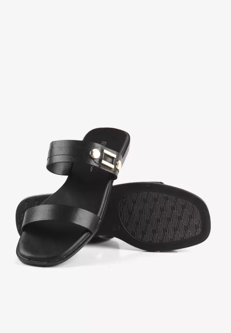 Sandal Slip on Casual Wanita Two Strap L.Nefer