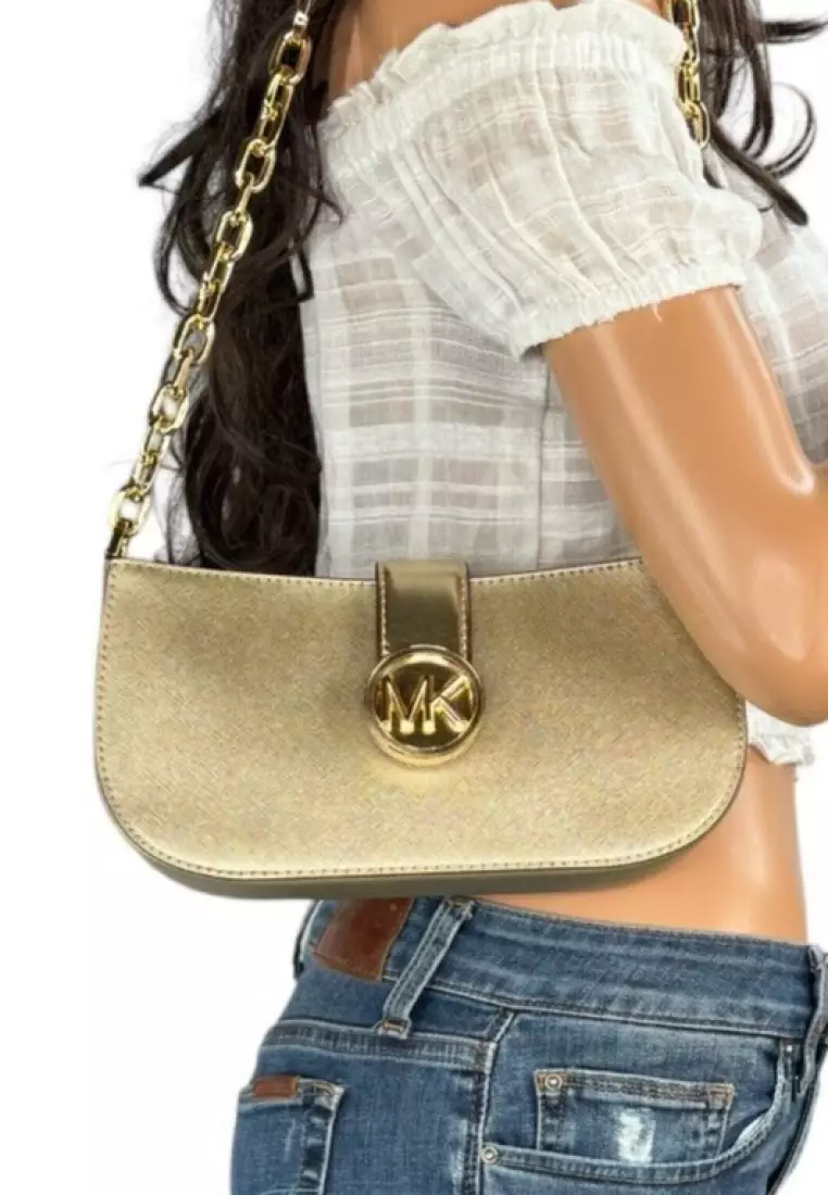 Michael Kors Carmen Small Pouchette Pale Gold