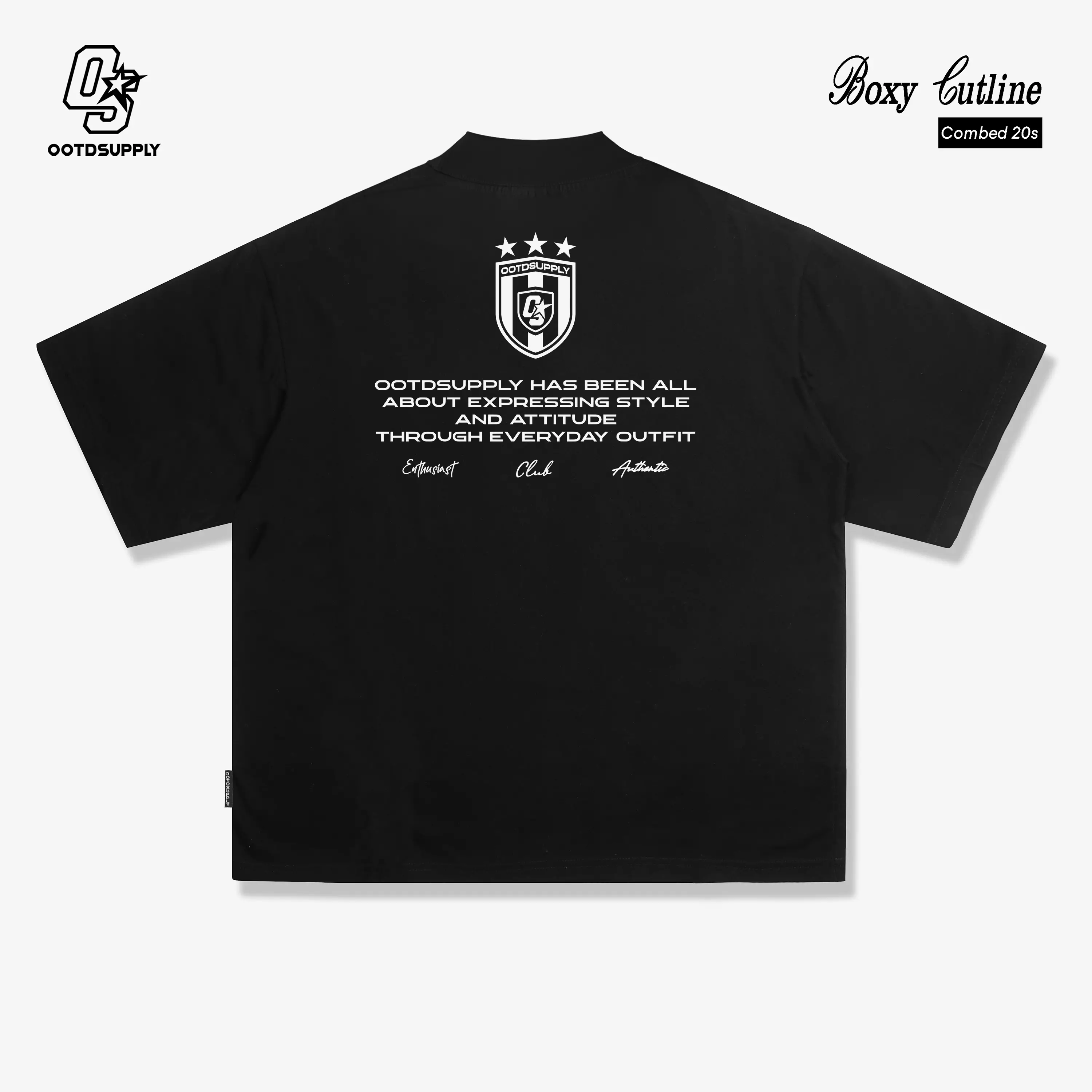 OOTDSUPPLY Oversize Boxy Cutline Constancia Black l Tshirt Boxyfit l Kaos Boxy | Atasan Boxy | OVZBXCL004