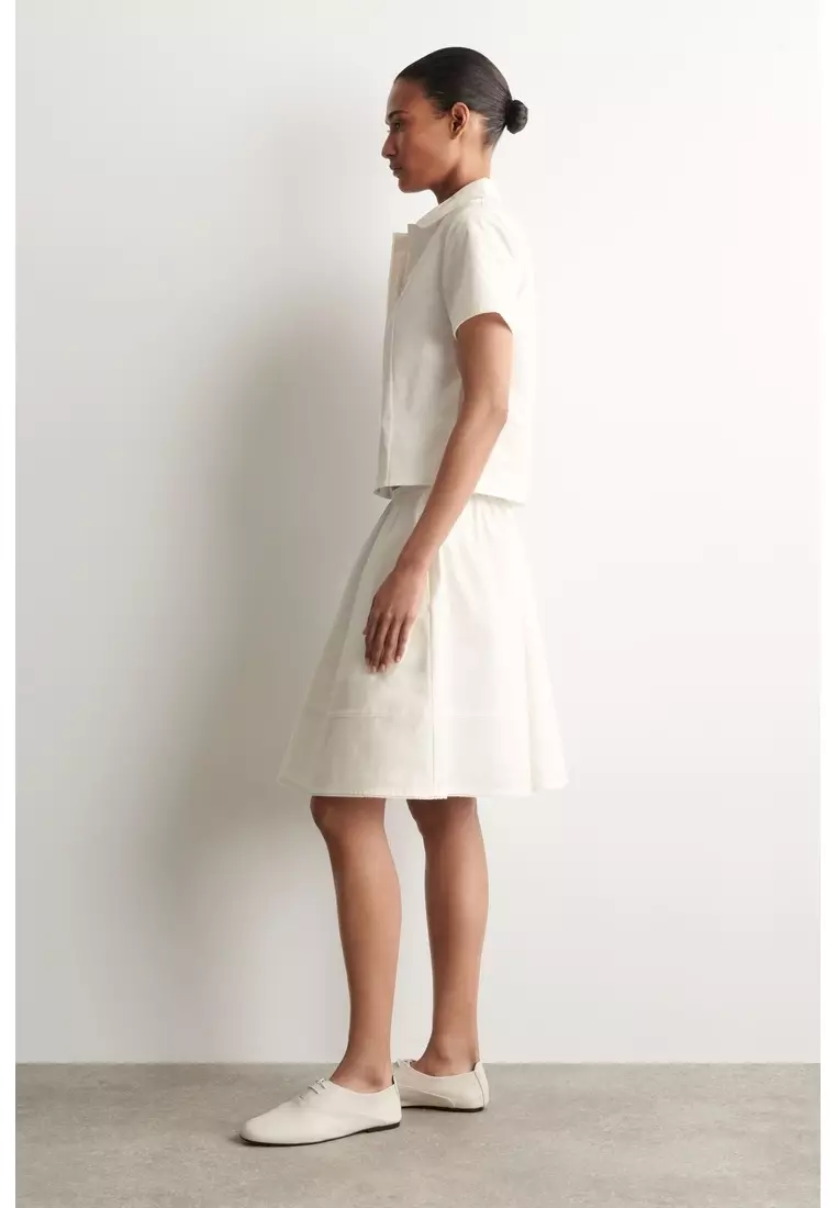 EMBROIDERED COTTON-POPLIN SKIRT